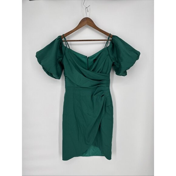 Betsy & Adam Women's Size 4 Green Off Shoulder Balloon Sleeve Cocktail Dress NWT - Picture 4 of 11